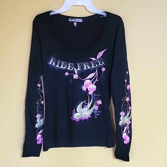 Hot leathers ride free long sleeve t-shirt - Picture 3 of 4